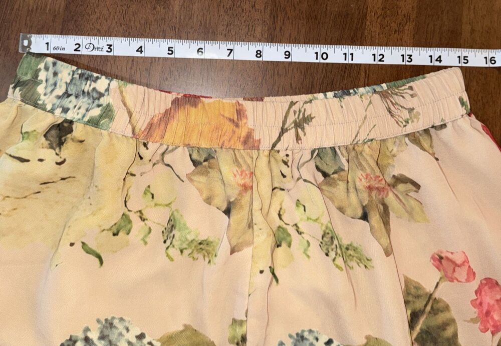 Floral Chiffon Palazzo Pants Wide Leg Beaded Sequin Lined Skirt Look Boho L - Picture 8 of 11